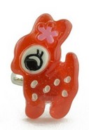 Pop cutie ring met reekalf / bambi rood
